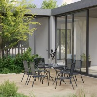 vidaXL 7 Piece Patio Dining Set Steel Anthracite