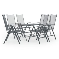 vidaXL 7 Piece Patio Dining Set Steel Anthracite