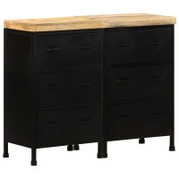 vidaXL Sideboard with 6 Drawers Rough Mango Wood