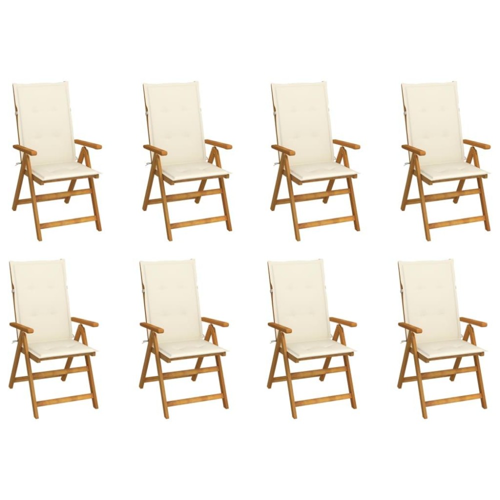 Vidaxl Folding Patio Chairs With Cushions 8 Pcs Solid Acacia Wood