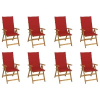 vidaXL Folding Patio Chairs with Cushions 8 pcs Solid Acacia Wood