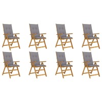 vidaXL Folding Patio Chairs with Cushions 8 pcs Solid Acacia Wood