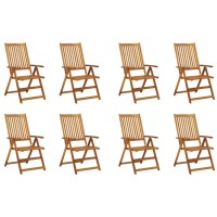 vidaXL Folding Patio Chairs with Cushions 8 pcs Solid Acacia Wood