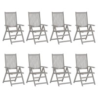 Vidaxl Patio Reclining Chairs 8 Pcs Gray Solid Acacia Wood