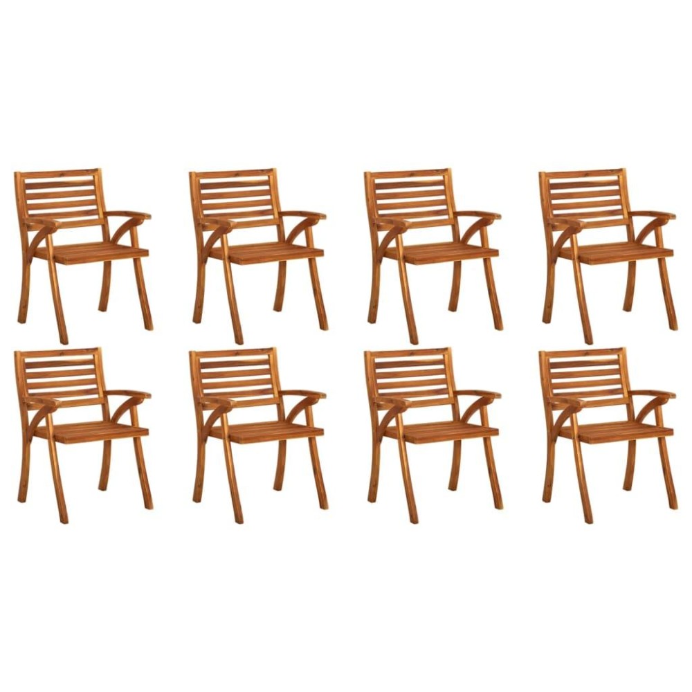 vidaXL Patio Chairs 8 pcs Solid Acacia Wood