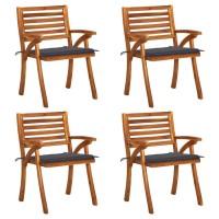 vidaXL Patio Chairs with Cushions 4 pcs Solid Acacia Wood