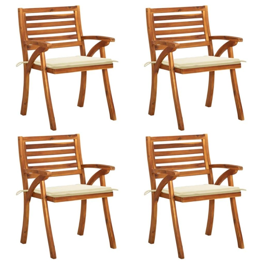 vidaXL Patio Chairs with Cushions 4 pcs Solid Acacia Wood