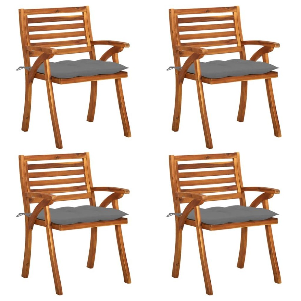 vidaXL Patio Chairs with Cushions 4 pcs Solid Acacia Wood