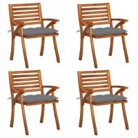 vidaXL Patio Chairs with Cushions 4 pcs Solid Acacia Wood