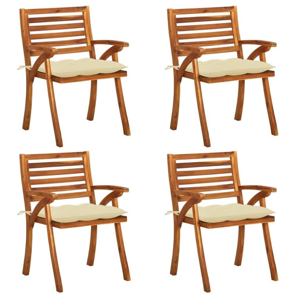 vidaXL Patio Chairs with Cushions 4 pcs Solid Acacia Wood