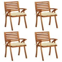 vidaXL Patio Chairs with Cushions 4 pcs Solid Acacia Wood