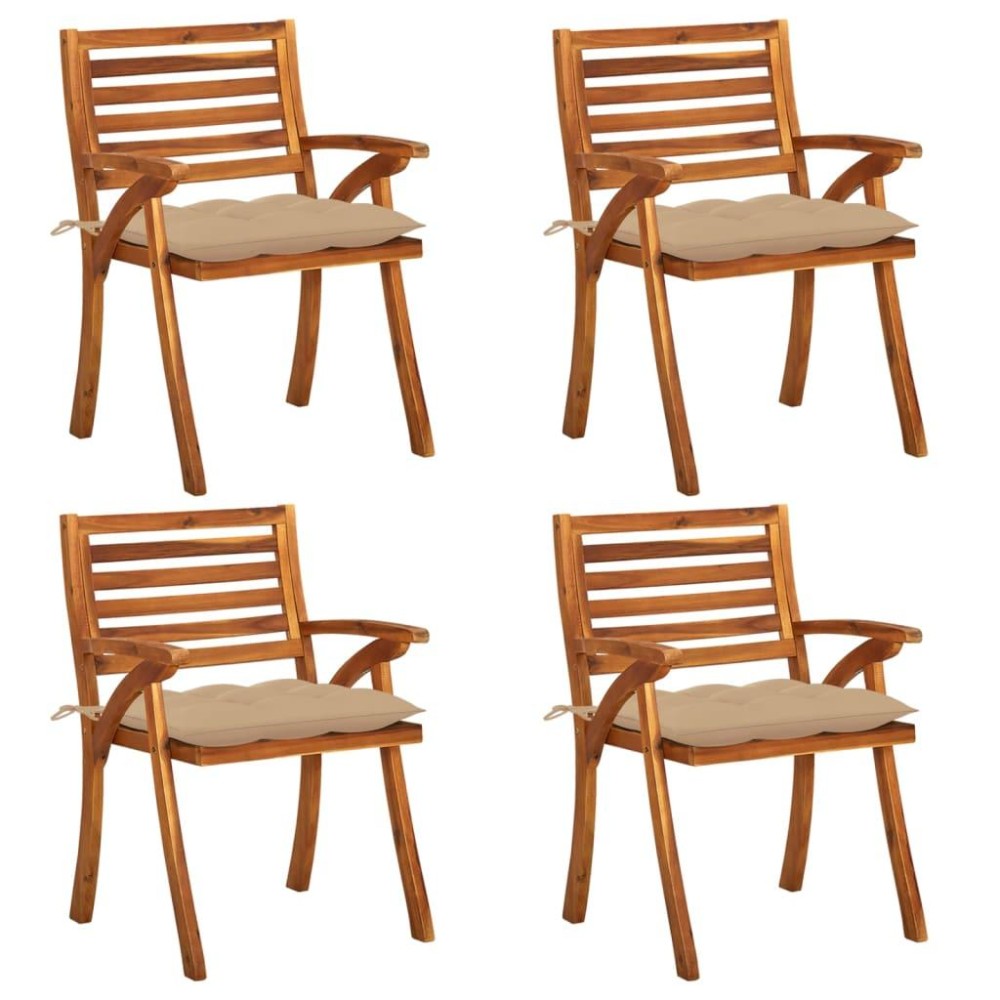 vidaXL Patio Chairs with Cushions 4 pcs Solid Acacia Wood