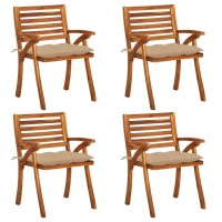 vidaXL Patio Chairs with Cushions 4 pcs Solid Acacia Wood