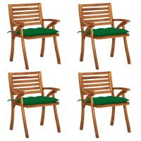 vidaXL Patio Chairs with Cushions 4 pcs Solid Acacia Wood