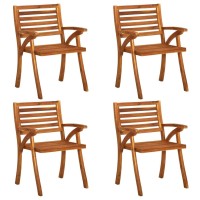 vidaXL Patio Chairs with Cushions 4 pcs Solid Acacia Wood