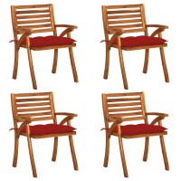 vidaXL Patio Chairs with Cushions 4 pcs Solid Acacia Wood