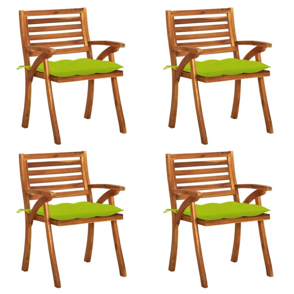 vidaXL Patio Chairs with Cushions 4 pcs Solid Acacia Wood