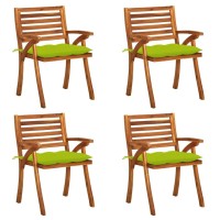 vidaXL Patio Chairs with Cushions 4 pcs Solid Acacia Wood