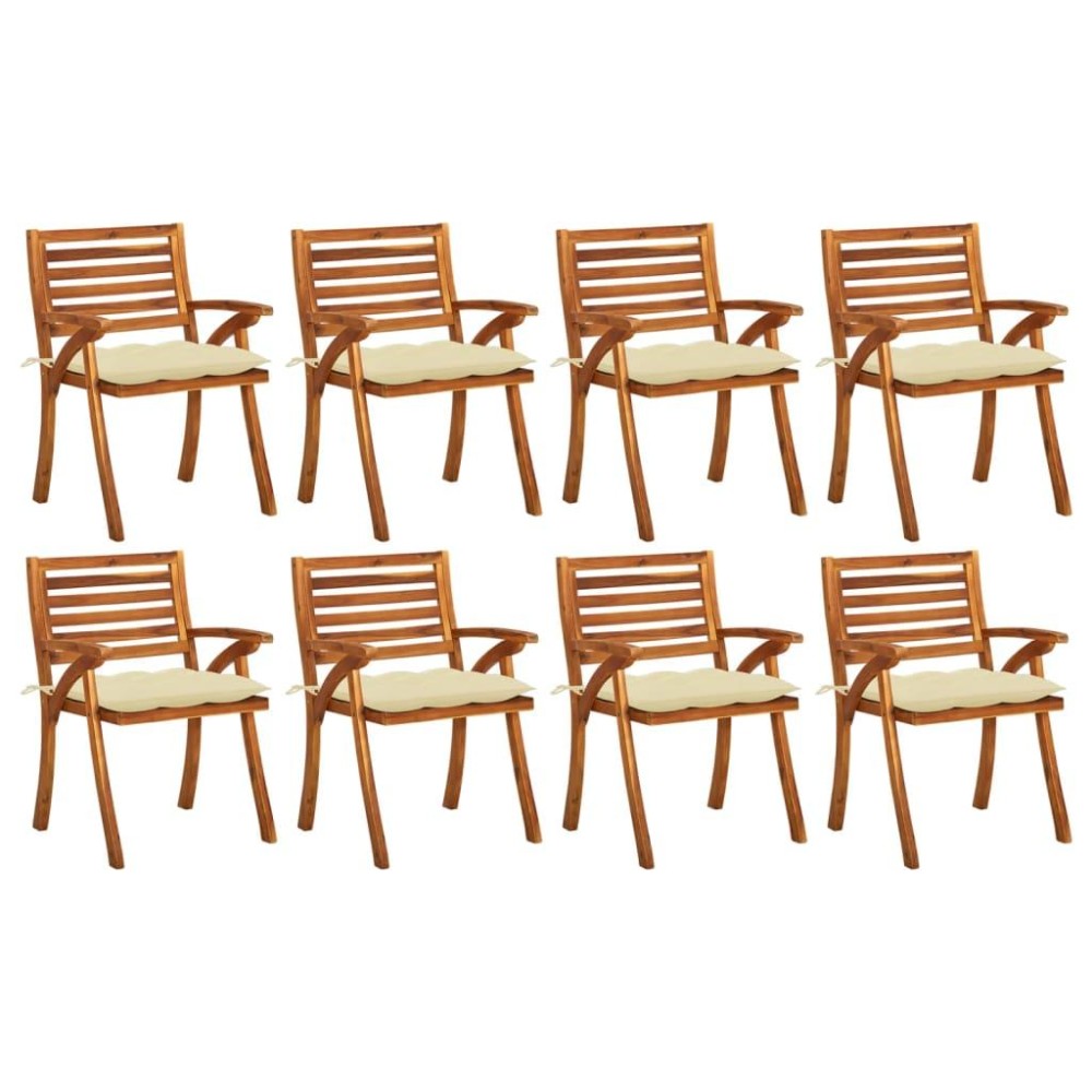 vidaXL Patio Chairs with Cushions 8 pcs Solid Acacia Wood