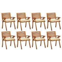 vidaXL Patio Chairs with Cushions 8 pcs Solid Acacia Wood