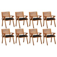 vidaXL Patio Chairs with Cushions 8 pcs Solid Acacia Wood