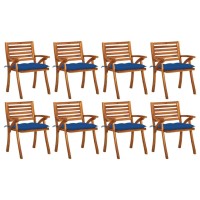 vidaXL Patio Chairs with Cushions 8 pcs Solid Acacia Wood