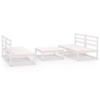 vidaXL 5 Piece Patio Lounge Set White Solid Pinewood