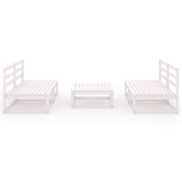 vidaXL 5 Piece Patio Lounge Set White Solid Pinewood