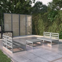 vidaXL 5 Piece Patio Lounge Set Gray Solid Pinewood