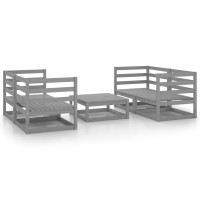 vidaXL 5 Piece Patio Lounge Set Gray Solid Pinewood