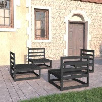 vidaXL 4 Piece Patio Lounge Set Black Solid Pinewood