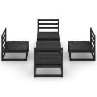 vidaXL 5 Piece Patio Lounge Set Black Solid Pinewood