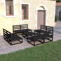 vidaXL 9 Piece Patio Lounge Set Black Solid Pinewood