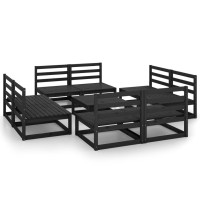 vidaXL 9 Piece Patio Lounge Set Black Solid Pinewood