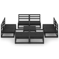 vidaXL 9 Piece Patio Lounge Set Black Solid Pinewood