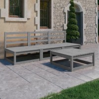 vidaXL 4 Piece Patio Lounge Set Gray Solid Pinewood