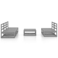 vidaXL 6 Piece Patio Lounge Set Gray Solid Pinewood