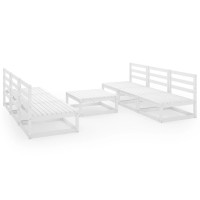 vidaXL 7 Piece Patio Lounge Set White Solid Pinewood