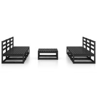 vidaXL 7 Piece Patio Lounge Set Black Solid Pinewood