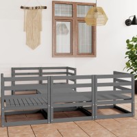 vidaXL 6 Piece Patio Lounge Set Gray Solid Pinewood