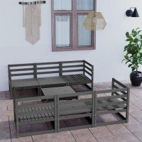 vidaXL 7 Piece Patio Lounge Set Gray Solid Pinewood