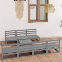 vidaXL 8 Piece Patio Lounge Set Gray Solid Pinewood