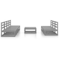 vidaXL 8 Piece Patio Lounge Set Gray Solid Pinewood