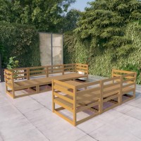 vidaXL 8 Piece Patio Lounge Set Honey Brown Solid Pinewood