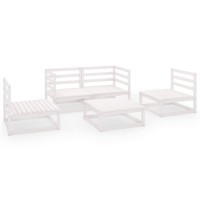 vidaXL 5 Piece Patio Lounge Set White Solid Pinewood