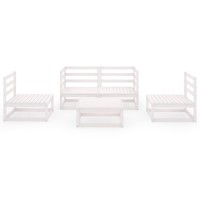 vidaXL 5 Piece Patio Lounge Set White Solid Pinewood