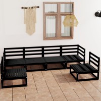 vidaXL 6 Piece Patio Lounge Set Black Solid Pinewood