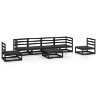 vidaXL 7 Piece Patio Lounge Set Black Solid Pinewood