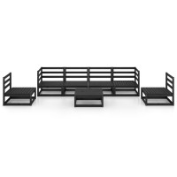 vidaXL 7 Piece Patio Lounge Set Black Solid Pinewood