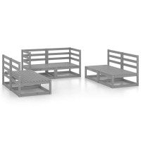 vidaXL 6 Piece Patio Lounge Set Gray Solid Pinewood